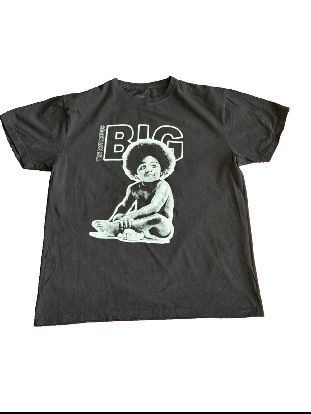 Black Graphic Short Sleeve Tee with Baby Portrait - Men's Casual Shirt